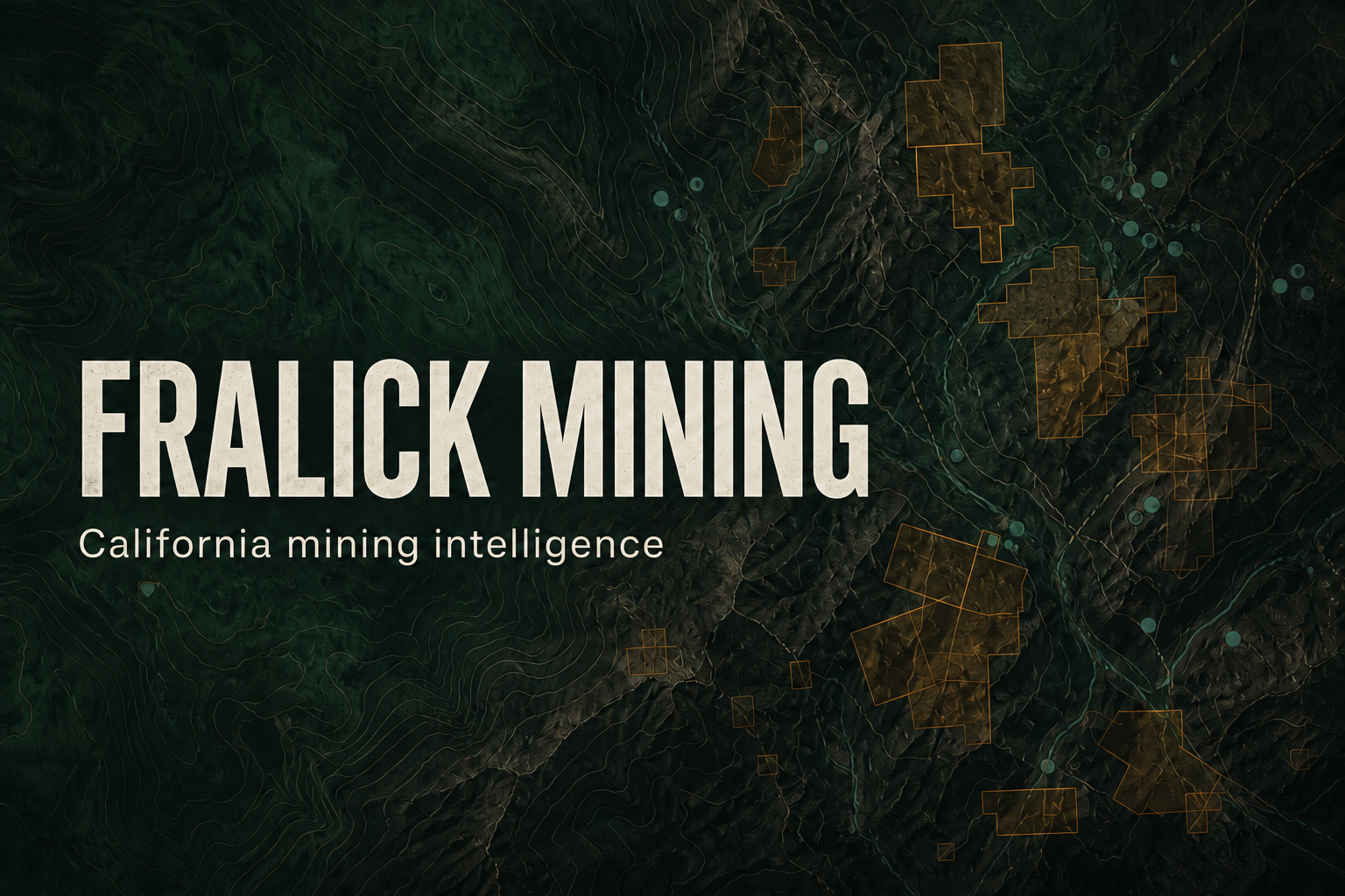 Fralick Mining terrain artwork with gold outlines and map markers